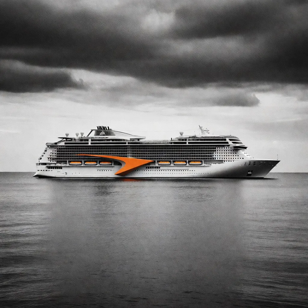 Side view of a Celebrity Edge-class cruise ship at sea, highlighting its modern design and Magic Carpet platform